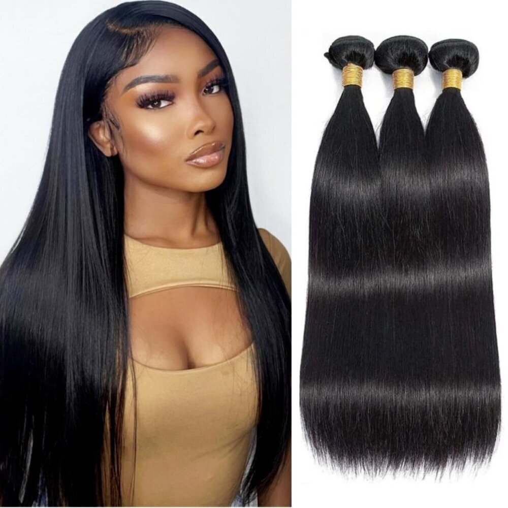 Straight Human Hair Bundles 16 18 20 Inch Unprocessed Virgin Brazilian